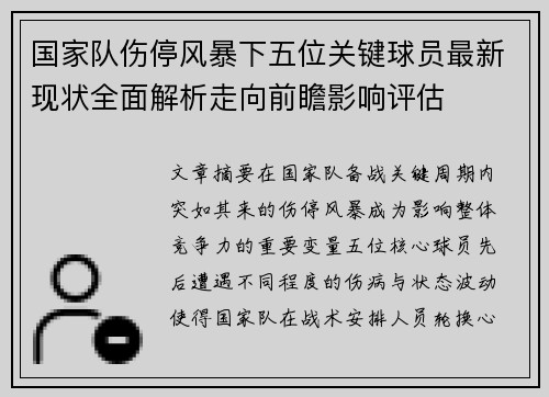 国家队伤停风暴下五位关键球员最新现状全面解析走向前瞻影响评估